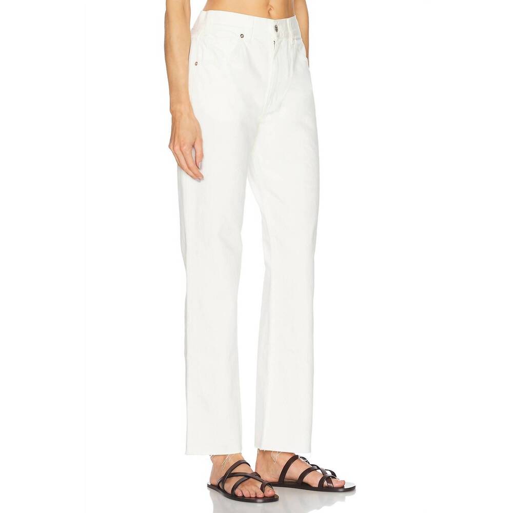 NEW NILI LOTAN calla high-rise slim straight leg ankle jeans in cream - Picture 4 of 7